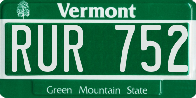 VT license plate RUR752