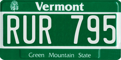 VT license plate RUR795