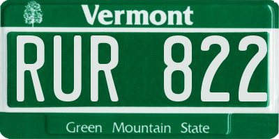 VT license plate RUR822