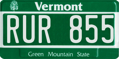VT license plate RUR855