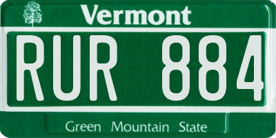 VT license plate RUR884