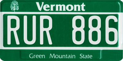 VT license plate RUR886