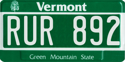 VT license plate RUR892