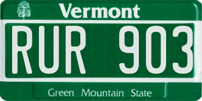 VT license plate RUR903