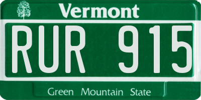 VT license plate RUR915