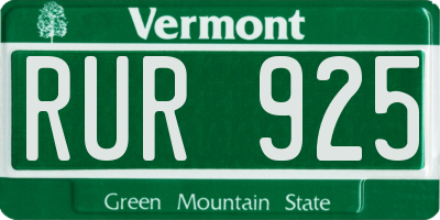 VT license plate RUR925