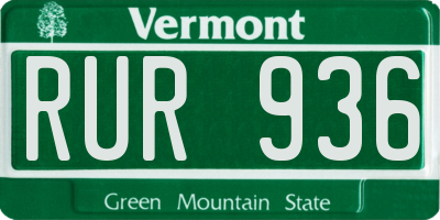 VT license plate RUR936