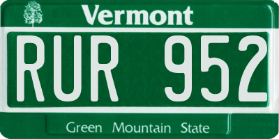 VT license plate RUR952