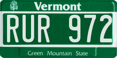 VT license plate RUR972