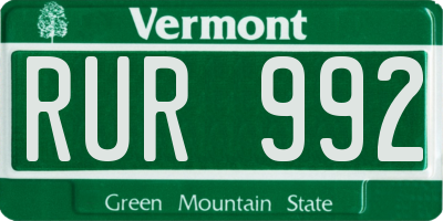 VT license plate RUR992