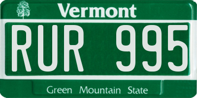 VT license plate RUR995