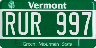 VT license plate RUR997