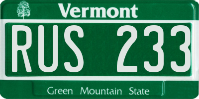 VT license plate RUS233