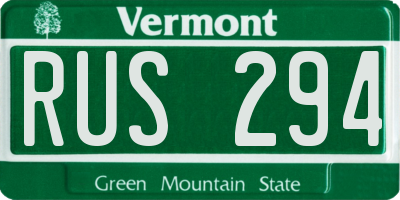 VT license plate RUS294