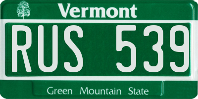 VT license plate RUS539