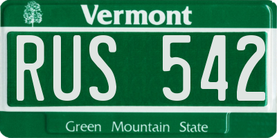 VT license plate RUS542