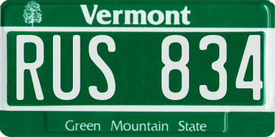 VT license plate RUS834