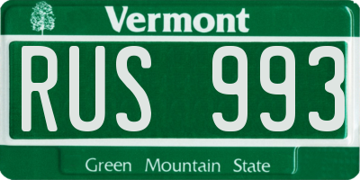 VT license plate RUS993