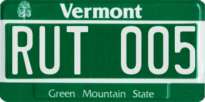 VT license plate RUT005