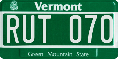 VT license plate RUT070