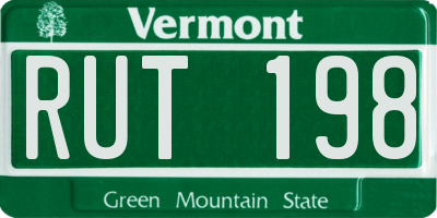 VT license plate RUT198
