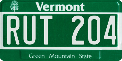 VT license plate RUT204