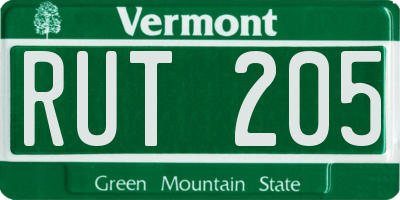 VT license plate RUT205