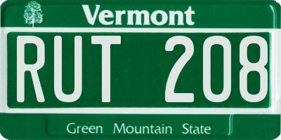 VT license plate RUT208