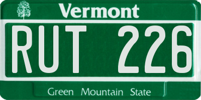 VT license plate RUT226