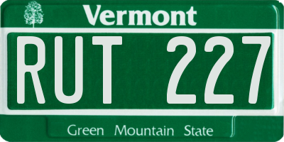 VT license plate RUT227