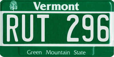 VT license plate RUT296