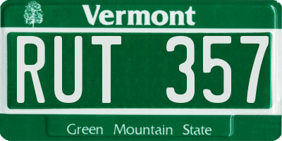 VT license plate RUT357