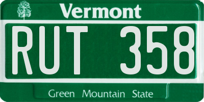 VT license plate RUT358