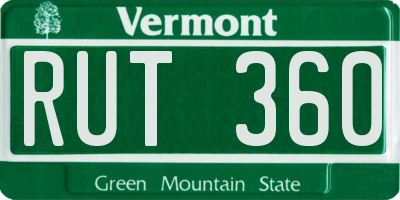 VT license plate RUT360