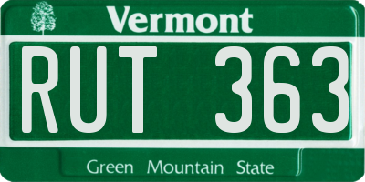 VT license plate RUT363