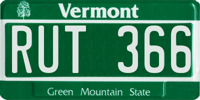 VT license plate RUT366