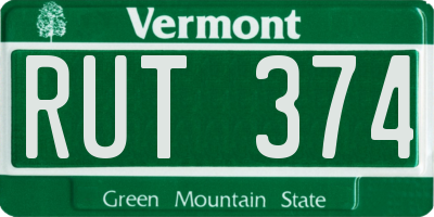 VT license plate RUT374