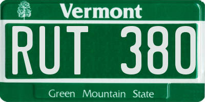 VT license plate RUT380