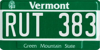 VT license plate RUT383