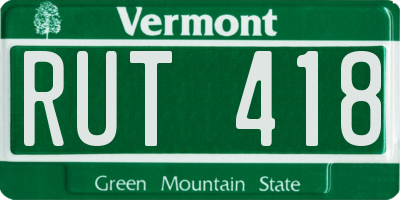 VT license plate RUT418
