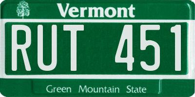 VT license plate RUT451