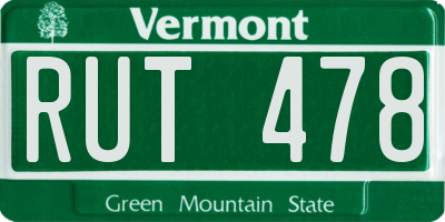 VT license plate RUT478
