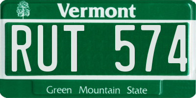 VT license plate RUT574