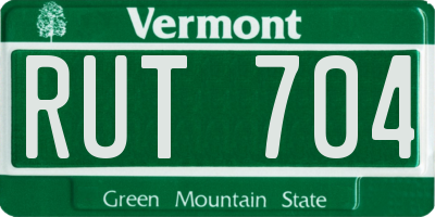 VT license plate RUT704