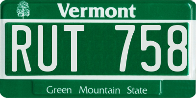 VT license plate RUT758