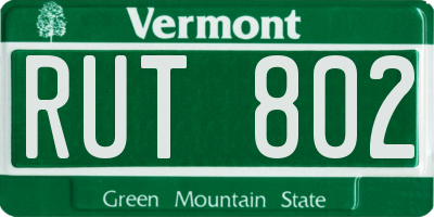 VT license plate RUT802