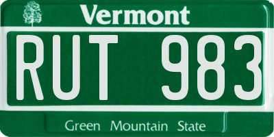 VT license plate RUT983