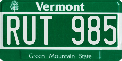 VT license plate RUT985