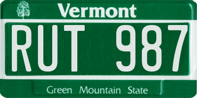 VT license plate RUT987