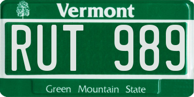VT license plate RUT989